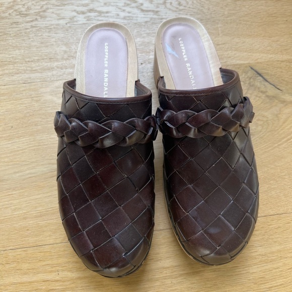 Loeffler Randall Polina Espresso brown woven clogs - Picture 2 of 7